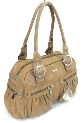 BRAND NEW LORENZ LARGE WOMENS LADIES REAL LEATHER WEEKEND SHOULDER HANDBAG FAWN - Image 1 of 4