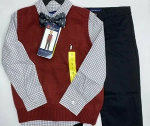 Boys Size 5 Andy & Evan 4-Piece Sweater Vest Set Outfit Pants Shirt Tie Penguin - Picture 1 of 5