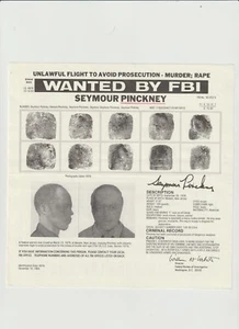 FBI WANTED POSTER SEYMOUR PINCKNEY -UNLAWFUL FLIGHT-MURDER-RAPE - Picture 1 of 2
