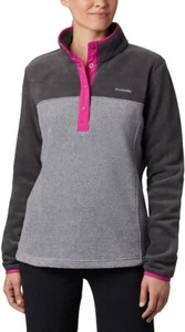 Columbia Women's Benton Springs Half Snap Pullover Medium Gray Mock neck Fleece - Picture 1 of 7