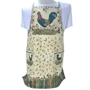 Rooster Apron Handmade French Country Farm Everyday Vintage 1990s - Picture 1 of 14