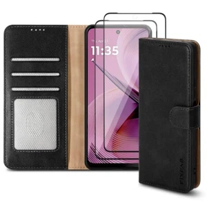 For Motorola Moto G55 5G Wallet Case Leather Flip Phone Cover & 1 X Screen Glass - Photo 1 sur 21