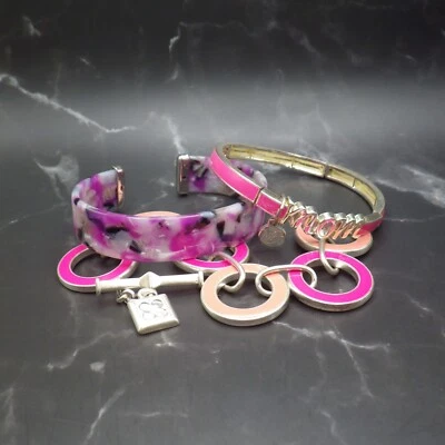 Vera Bradley/Anne Klein/Paparazzi Bracelets Set of 3 Pink Purple Summer Gift - Image 1 of 4