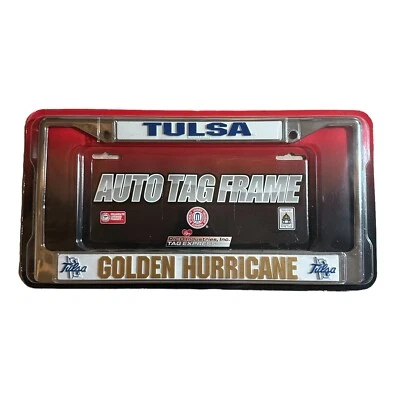 Tulsa Golden Hurricanes NCAA Chrome Metal License Plate Tag Frame / Auto Mancave - Image 1 of 3