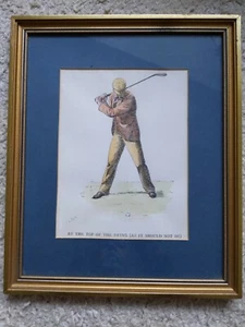 E L SHUTE VINTAGE (1890) GOLF PRINT. "AN DER SPITZE DER SCHAUKEL". SPÄT GERAHMT.  - Bild 1 von 5