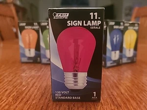 Feit Electric Light Bulbs 11 Watt S14 Bulbs Red Blue Orange Green Replacement - Picture 1 of 8