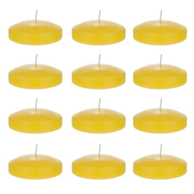 Mega Candles - 3" Citronella Scented Floating Disc Candles - Yellow, Set of 12 - Image 1 of 3