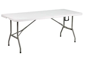 NEW 6-Foot CenterFold Granite White Plastic Banquet Event Folding Table Carry - Picture 1 of 4