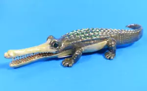 Caja de baratija de metal esmaltado con joyas The Gharial Crocodile forma de arte objeto de arte - Imagen 1 de 15