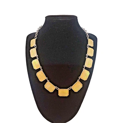 Colar de declaração de opala falsa amarelo NY 18 polegadas extensão de 3 polegadas WO0604 - Imagem 1 de 3