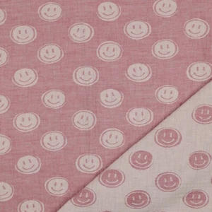 Musselin Smiley Stoff Pink Meterware Jaquard Baby Kinder Kleid Bluse Hose leicht - Bild 1 von 4