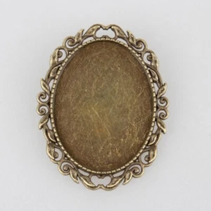 lot de 2 supports broche vintage bronze pour cabochon 30x40 mm - Imagen 1 de 2