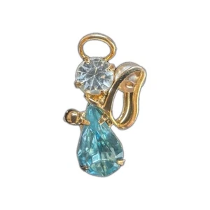 March Birthstone Guardian Angel Pin Light Blue & Clear Faceted Crystals  - Picture 1 of 2