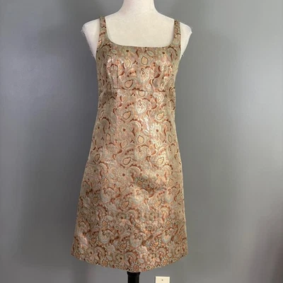 Vintage Y2K J Crew Collection Metallic Brocade Party Dress 6 Silk Floral Hoco - Image 1 of 4