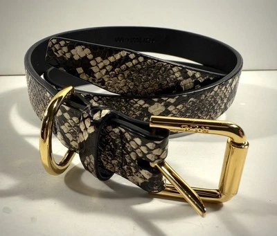 LAUREN RALPH LAUREN 女士皮革腰带蛇皮印花,1 英寸宽,小号 — 第 1/4 张图片