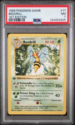1999 POKEMON BASE SET 1ST EDITION #17 BEEDRILL PSA 7 - Image 1 of 2