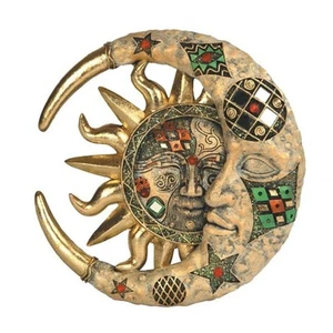 Q-Max Gold Mosaic Sun and Moon Celestial Wall Decor 8"H Day Multicolor Small - Picture 1 of 1