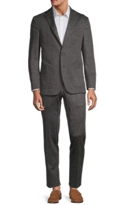 $1,499 NWT Saks Fifth Avenue Gray 2-Button Wool-Blend Check Plaid Suit Size 48 R - Picture 1 of 13