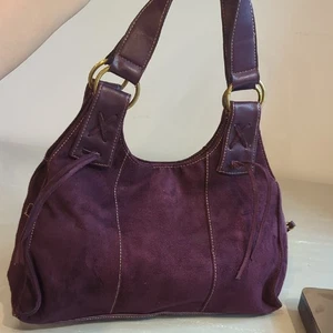 Y2K Hobo Purple Suede Shoulder Bag Western Boho - Picture 1 of 10