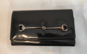 Gucci Horsebit Slim Key Holder Schlüsseletui Geldbörse Schwarz Emaille Leder - Bild 1 von 7