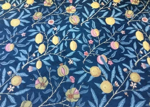 WILLIAM MORRIS CURTAIN FABRIC ‘FRUIT VELVET’ 1M INDIGO/SLATE -ROUEN COLLECTION - Picture 1 of 6
