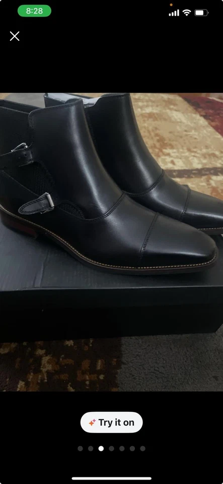 Botas de cuero para hombre talla 10 EE. UU. color negro y marrón Foto 1 de 4