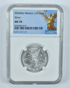 2024 Mo Mexico 1/4 Onza Silver Libertad MS70 NGC Mexico Label - Picture 1 of 5
