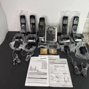 Panasonic KX-TG7645M Bluetooth Link2Cell Phone Set – 5 Handsets (4 New) - Zdjęcie 1 z 23