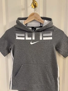 Nike Basketball Hoodie Pullover Short Sleeve Kids Unisex Gray Size S - Picture 1 of 10