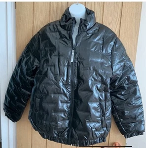 Schwarze glänzende Puffy Jacke. Medium - Bild 1 von 4