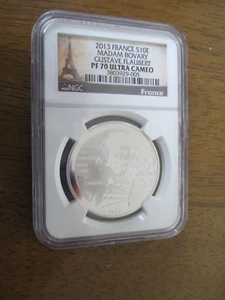 2013 FRANCE SILVER 10 EURO MADAME BOVARY GUSTAVE FLAUBERT NGC PF 70 ULTRA CAMEO - Picture 1 of 3