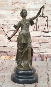 Bronze Blind Lady of Justice Scales Law Lawyer Attorney Office Sculpture Deal - Picture 1 of 10