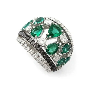 DAMIANI regina cleopatra Ring Emerald Diamond K18 WG US#6.5 P0029823 - Picture 1 of 4
