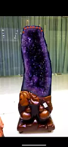 60LB TOP Natural Amethyst geode quartz crystal Furnishing articles+stand - Picture 1 of 5