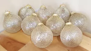 9 Clear with Gold Netting Ornaments - Picture 1 of 2