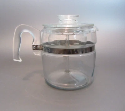 Vintage Pyrex Flameware 4 - 6 Cup Coffee Complete Percolator # 7756B All Parts - Image 1 of 4