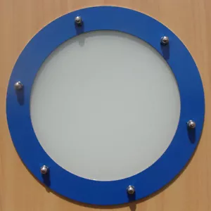 OJO DE BUEY PARA PUERTAS ACERO INOXIDABLE AZUL (RAL 5015) phi 230 mm plano - Imagen 1 de 12