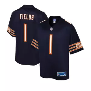 NFL PRO LINE Men's Large Jersey - Justin Fields Navy Chicago Bears - Picture 1 of 1
