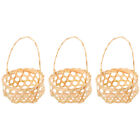  4 Pcs Doll Storage Basket Picnic Bread Baskets Portable Bamboo Decorative Fruit