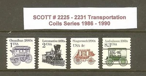 US Scott # 2225 - 2231 1986-90 Transportation Coil MNH - Picture 1 of 2