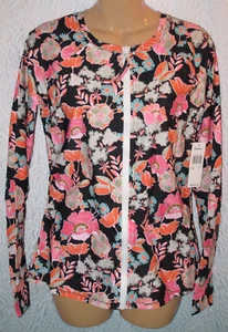 Raisins Women's Size L UV Floral Rash Guard Long Sleeve Swim Shirt Front Zip - Picture 1 of 4