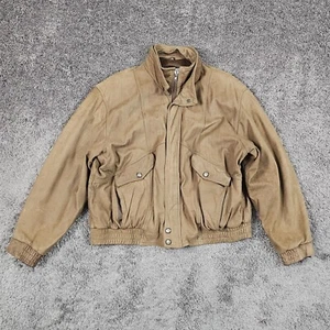 Franklin Allen Jacket Menx 1X Brown Leather Bomber Lined Full Zip Pockets - Picture 1 of 16
