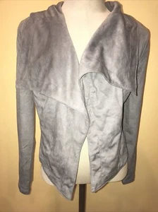 Womens long sleeve Gray Shirt S Faux Suede Open Front ROMEO + JULIET COUTURE NWT - Picture 1 of 8