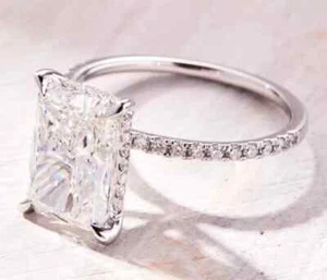 2.50 CT Radiant Cut Lab Grown/CVD Diamond Wedding Gift ring 14k White Gold - Picture 1 of 12