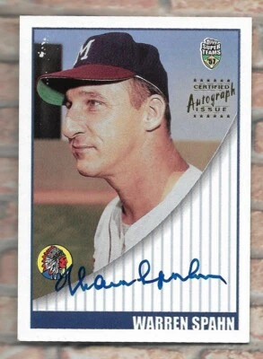WARREN SPAHN 2002 TOPPS SUPER TEAMS ON CARD AUTOGRAPH AUTO CARD #STA-WS MLB HOF - Image 1 of 2
