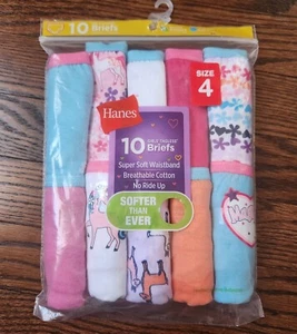 NEW *10* Hanes Girls Tagless Briefs Super Soft Waistband 100% Cotton Size 4  - Picture 1 of 7