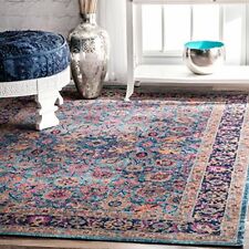 Isela Vintage Persian Area Rug, 4' x 6', BlueTraditional Design Free Shipping