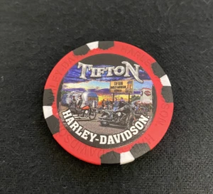 Tifton, Georgia Harley Davidson Poker Chip / Rot mit Schwarz (Pfirsich) - Bild 1 von 3