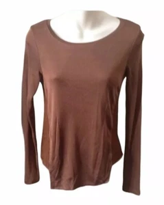 Top Zara W/B Collezione Donna Elasticizzato Manica Lunga Bronzo Taglia S Camicia - Foto 1 di 5