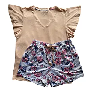 VERA BRADLEY Flutter-Sleeve T-Shirt And Shorts Pajama Set sz S Small Sleepwear - Picture 1 of 1
